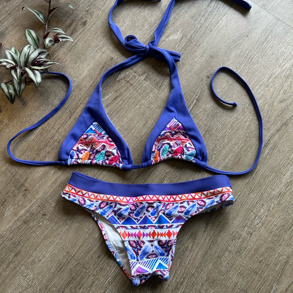 Pualani Purple Triangle Bikini Set